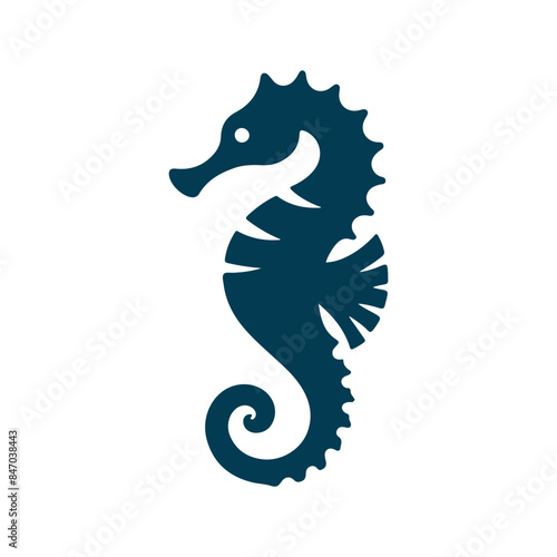 Seahorse silhouette Clip art isolated vector illustration on a white background