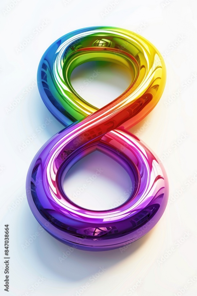 A colorful illustration of the number eight in rainbow colors A colorful illustration of the number eight in rainbow colors