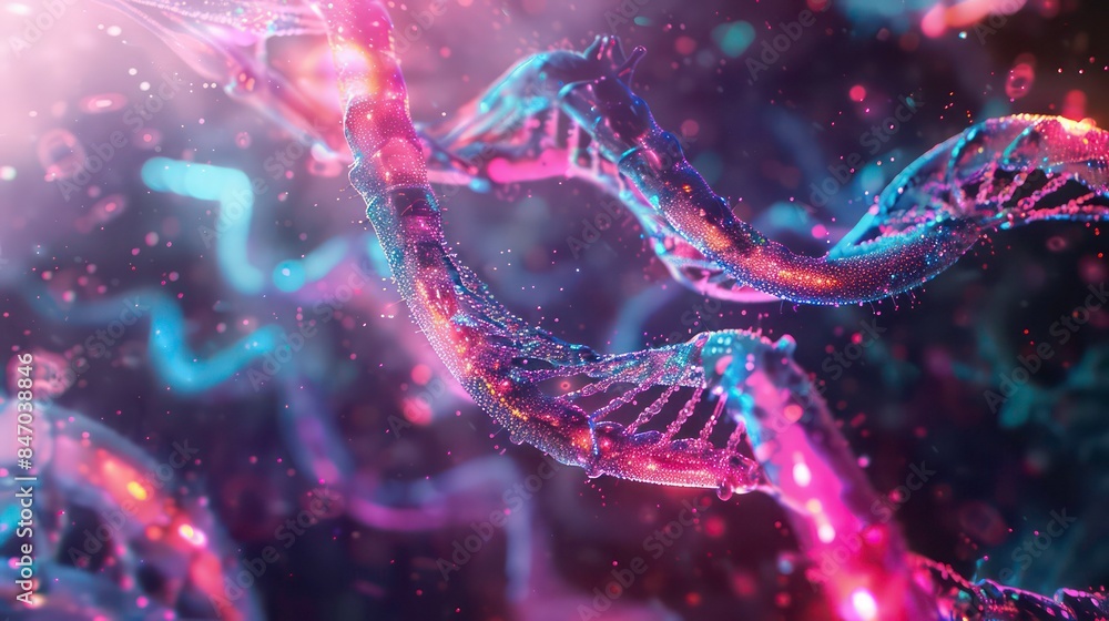 Beautiful background with a digital illustration of DNA. Generative AI Beautiful background with a digital illustration of DNA. Generative AI