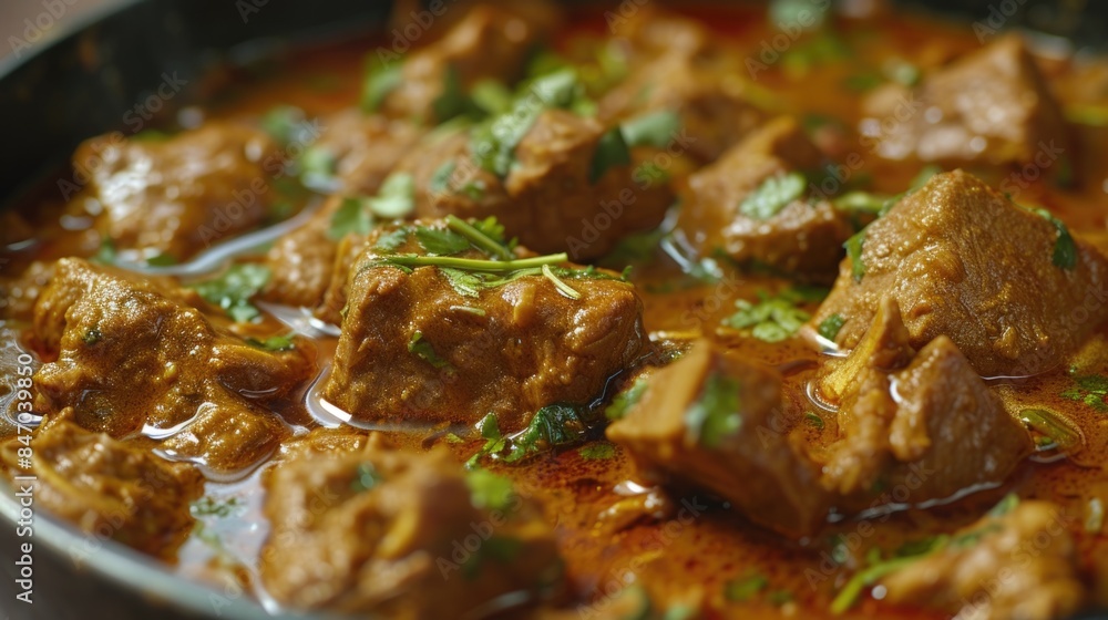 Pan with cooked meat, perfect for a meal or presentation Pan with cooked meat, perfect for a meal or presentation