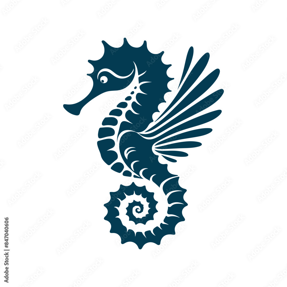 Fototapeta premium Seahorse silhouette Clip art isolated vector illustration on a white background