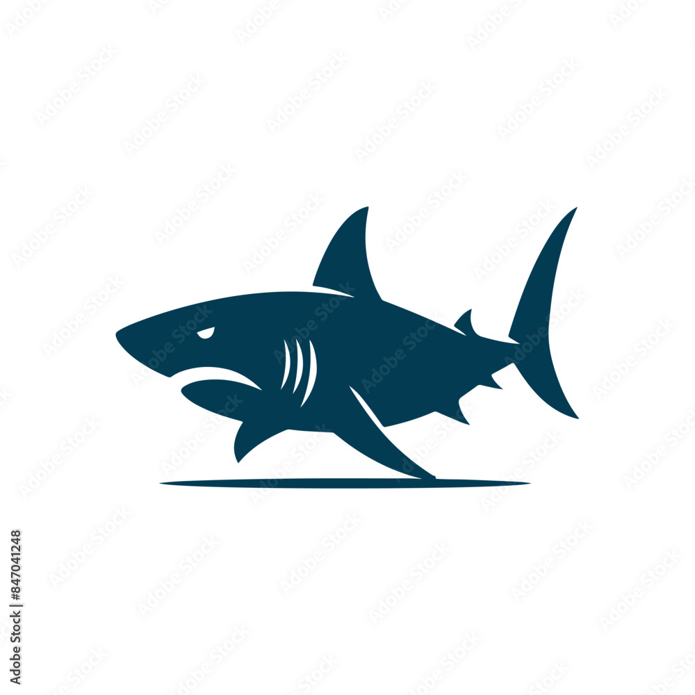 Obraz premium Shark Silhouette Clip art isolated vector illustration on a white background