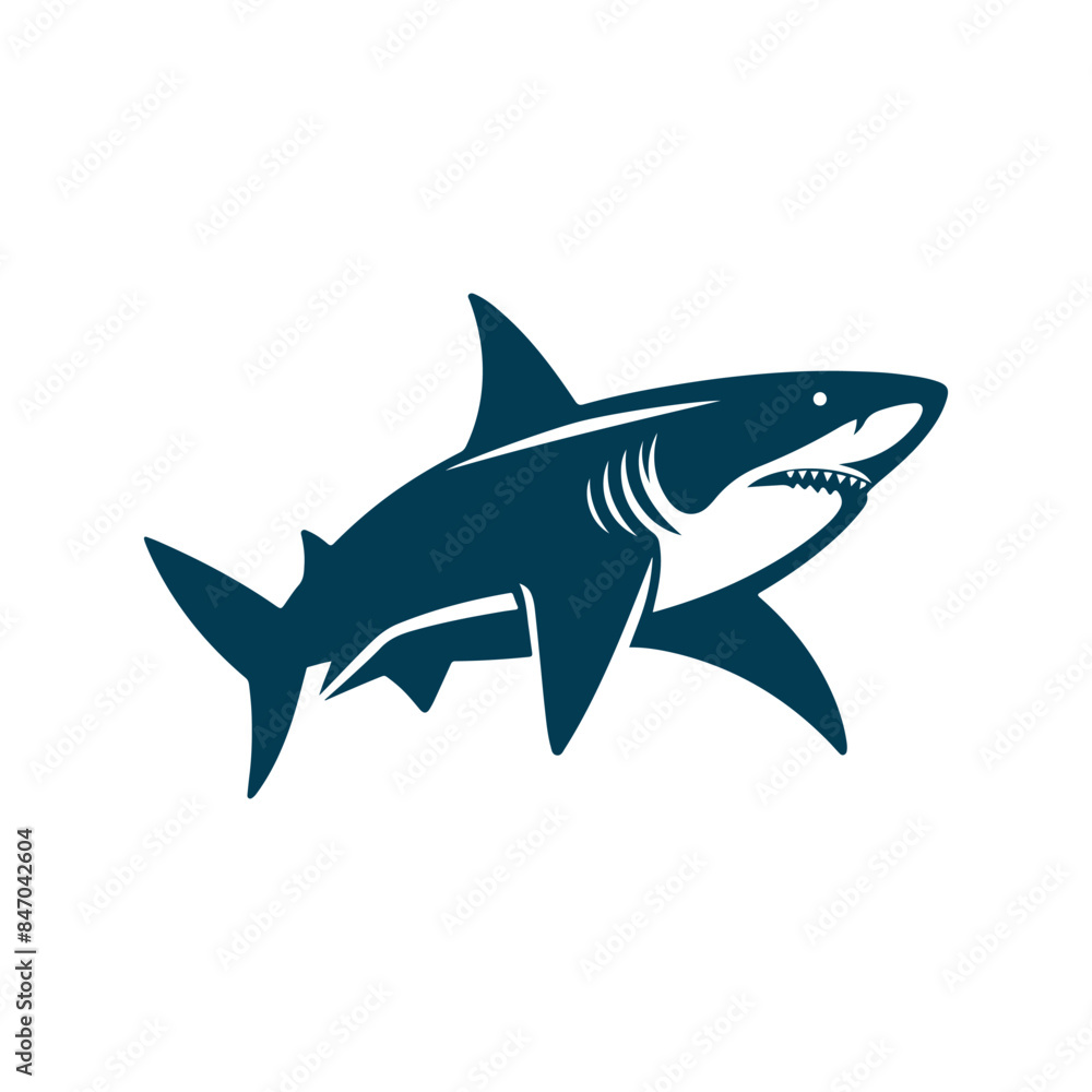 Fototapeta premium Shark Silhouette Clip art isolated vector illustration on a white background