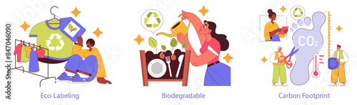 Sustainable Materials. Flat Vector Illustration