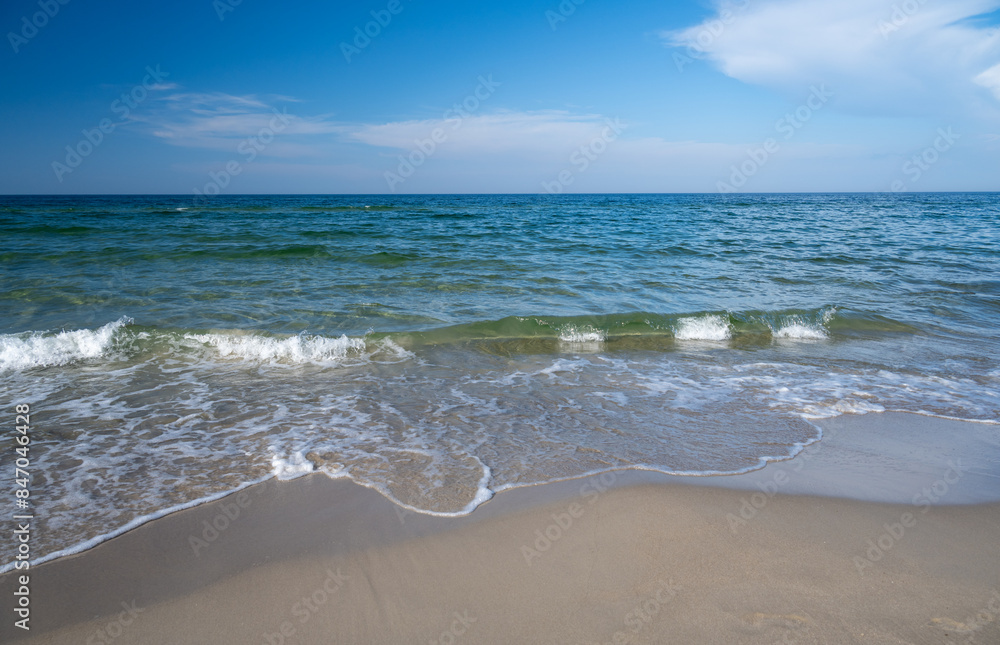 sandy beach on Baltic sea in Hel peninsula in Poland