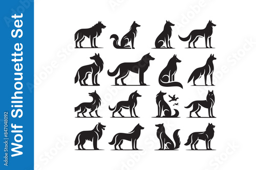 Wolf Silhouette Set with vector collections