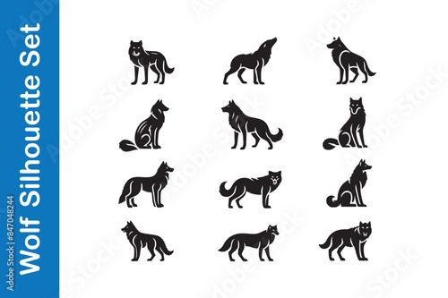 Wolf Silhouette Set with vector collections