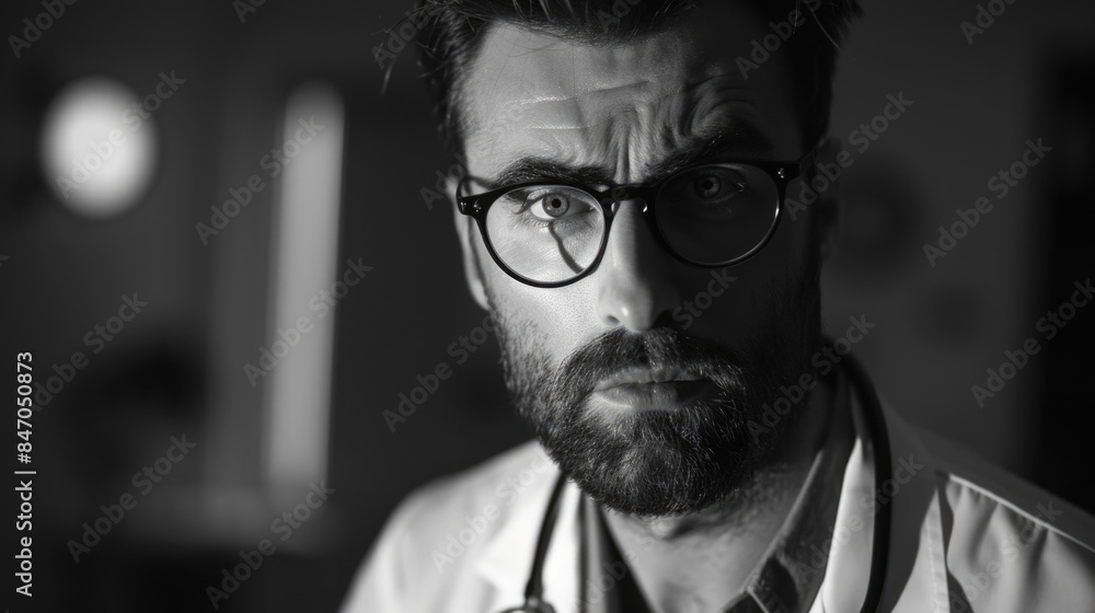 A person with glasses and a stethoscope, possibly a doctor or medical professional A person with glasses and a stethoscope, possibly a doctor or medical professional