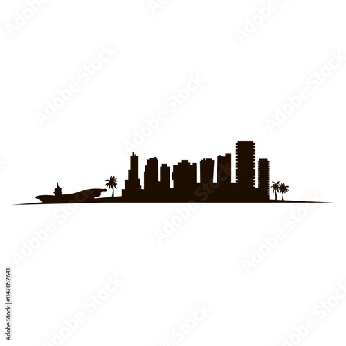 San Diego City Skyline Landscape Vector Graphic	

