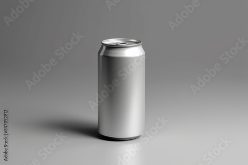 Grey silver can mockup for label packaging design template.