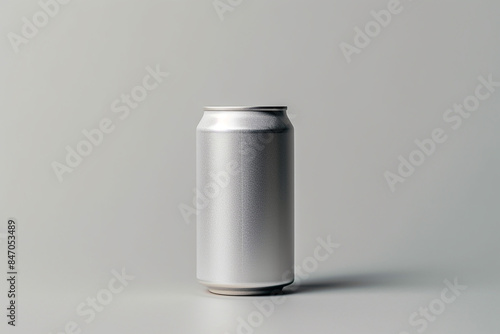 Grey silver can mockup for label packaging design template.