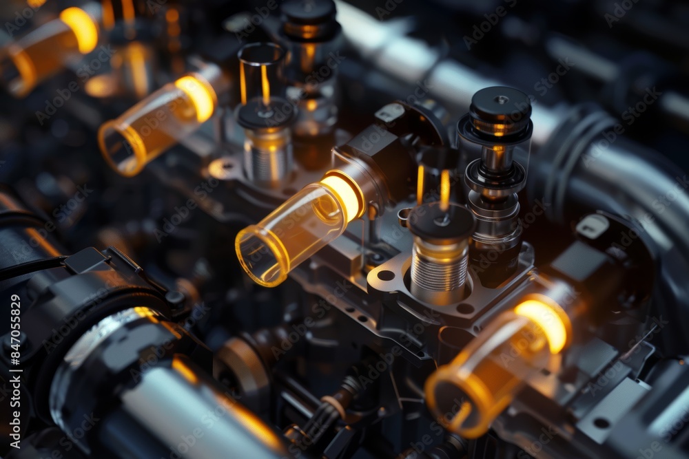Detailed View of Car Fuel Injectors Highlighting Importance for Optimal Engine Performance Detailed View of Car Fuel Injectors Highlighting Importance for Optimal Engine Performance
