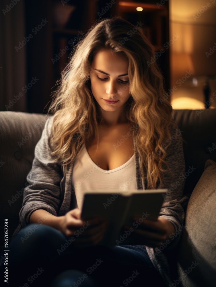 A person relaxing and enjoying a good book, great for promoting reading or studying