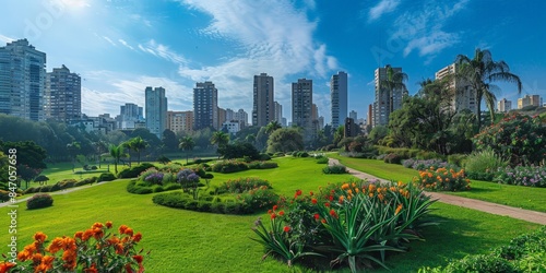 Parque Kennedy in Lima Peru skyline panoramic view