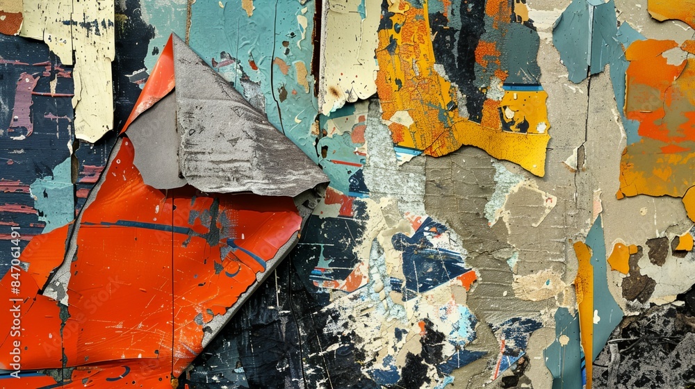 Fototapeta premium a close up of a wall with peeling paint
