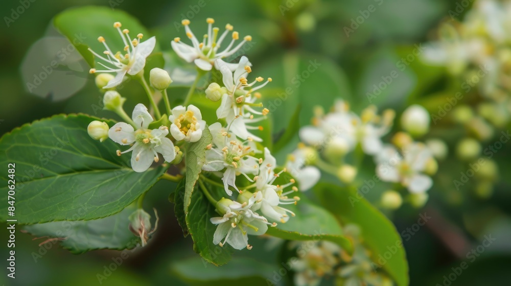 Tiny White Blossom on Berry Shrub Tiny White Blossom on Berry Shrub