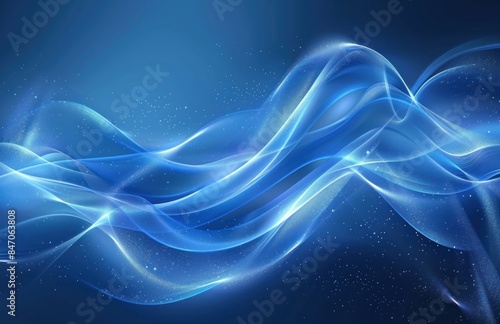 Abstract Blue Waves with Sparkles