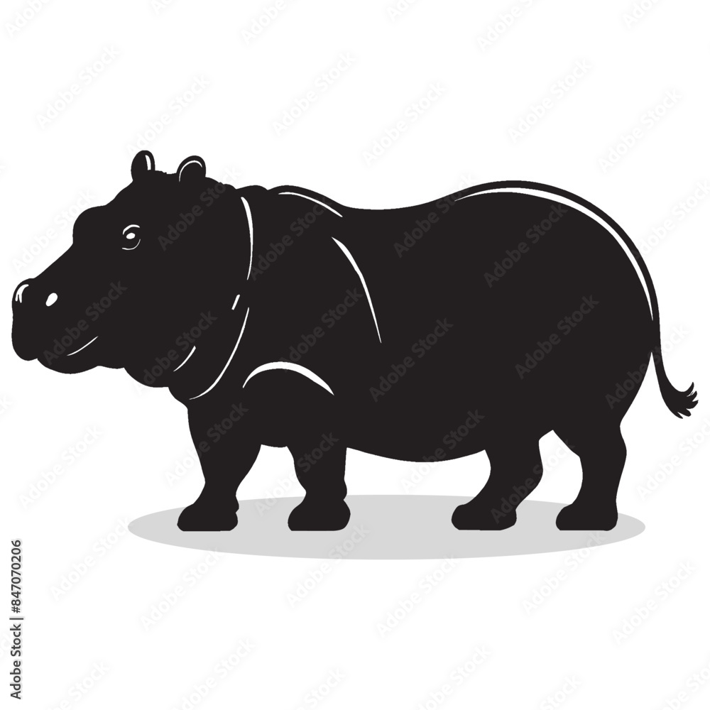 Hippos silhouettes and icons. Black flat color simple elegant white background Manatee animal vector and illustration. Hippos silhouettes and icons. Black flat color simple elegant white background Manatee animal vector and illustration.