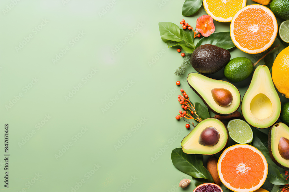 Healthy food concept. Flat lay with copy space Healthy food concept. Flat lay with copy space