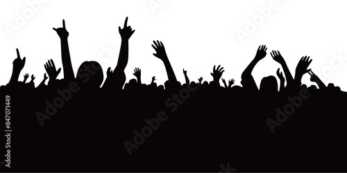 audience concert silhouette. people crowd in festival icon, sign and symbol.