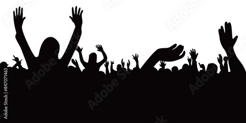 audience concert silhouette. people crowd in festival icon, sign and symbol.