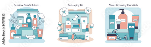 Skincare Toolboxes. Flat Vector Illustration