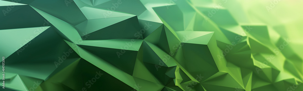 Obraz premium Abstract green low poly background of triangles.
