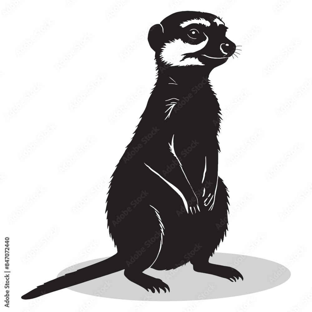 Meerkat silhouettes and icons. Black flat color simple elegant white background Manatee animal vector and illustration. Meerkat silhouettes and icons. Black flat color simple elegant white background Manatee animal vector and illustration.