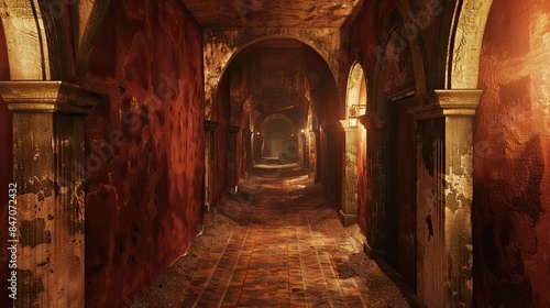 Ancient Palace Interior. AI generated art illustration.