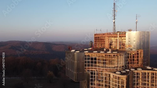 Drone Shot of huge abandoned Building, Petrova Gora, Croatia photo