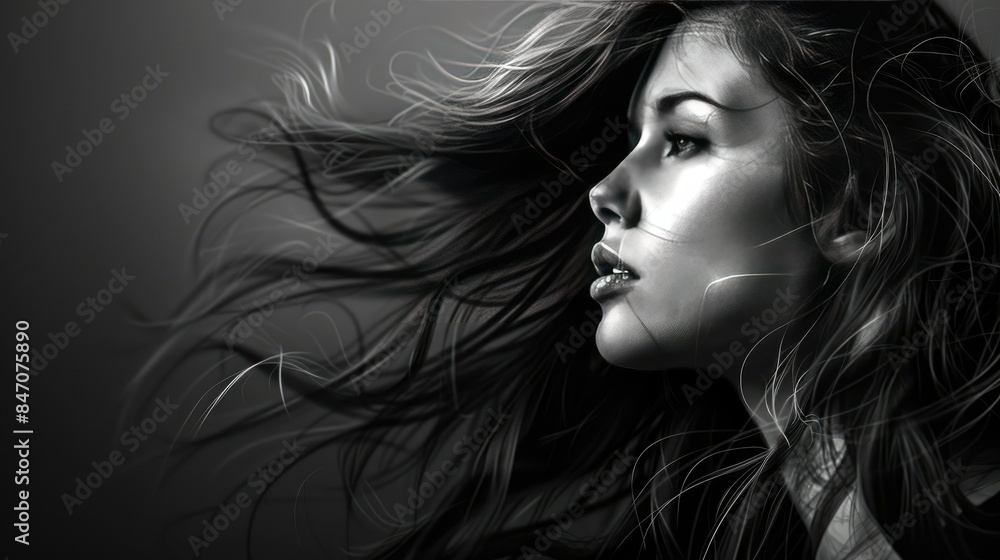 Girl with long hair blowing in the wind AI generated Girl with long hair blowing in the wind AI generated
