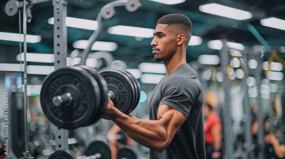 Man lifting weights in a gym AI generated Man lifting weights in a gym AI generated
