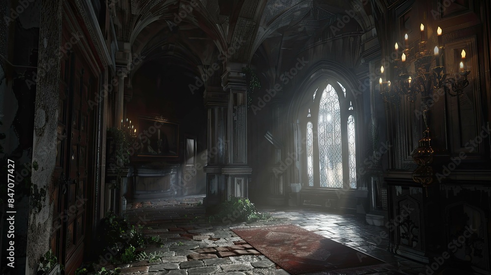 Fototapeta premium Beyond Reality Realms Interior. AI generated art illustration.