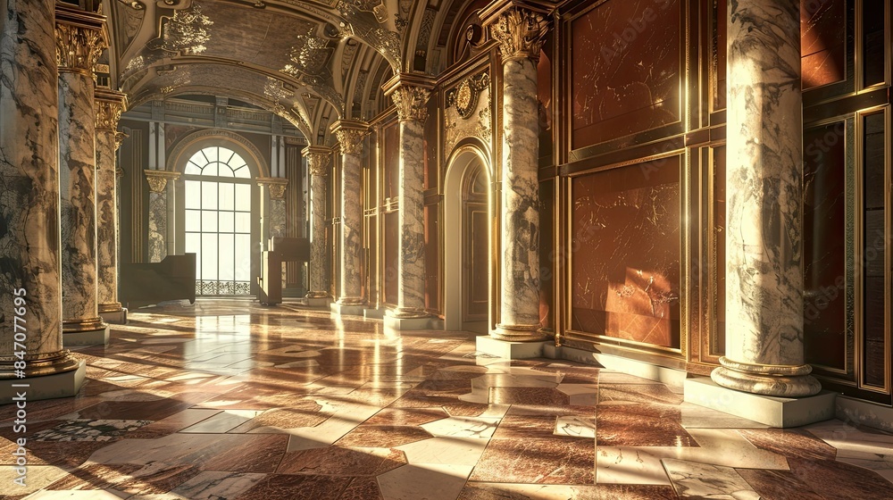 Fototapeta premium Beyond Reality Realms Interior. AI generated art illustration.