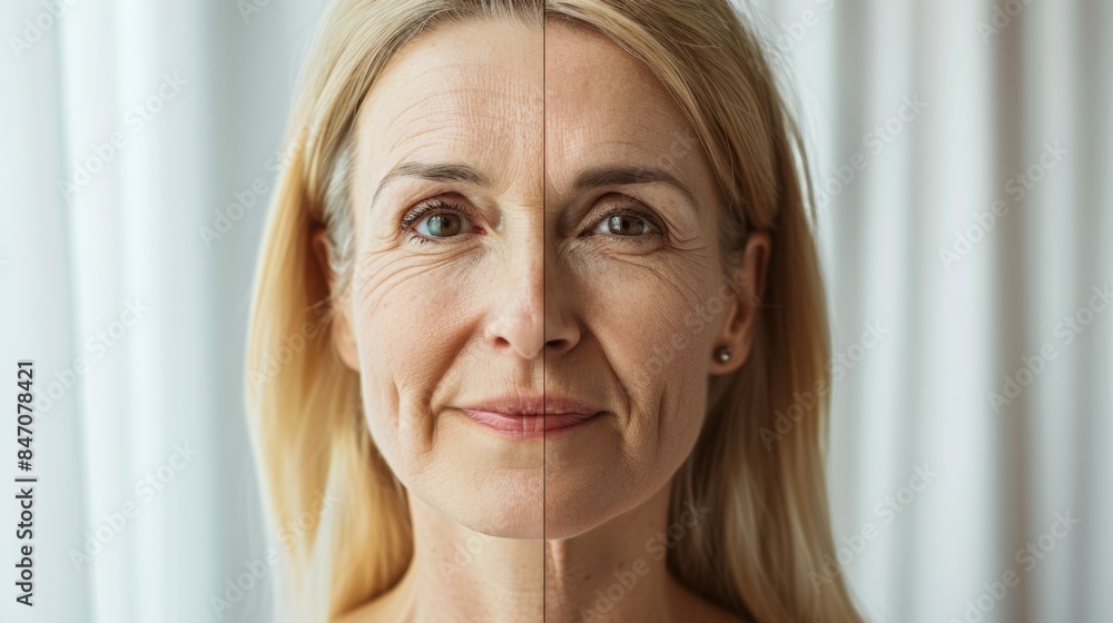 Botox Treatment Before and After - Reduction of Forehead Wrinkles, Skin Rejuvenation, Anti-Aging Concept Botox Treatment Before and After - Reduction of Forehead Wrinkles, Skin Rejuvenation, Anti-Aging Concept