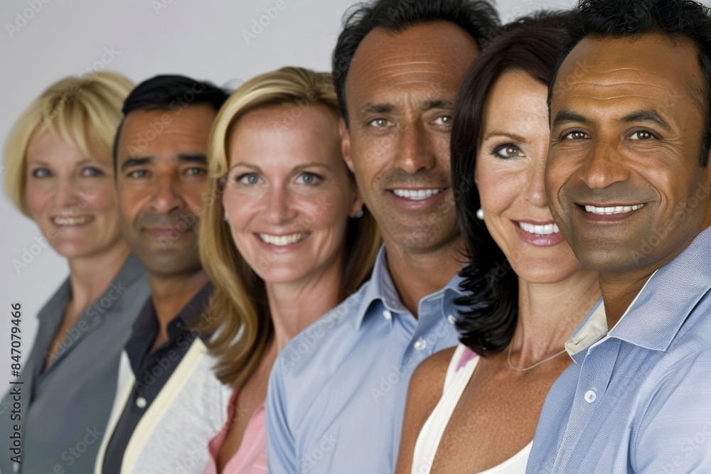 Group of diverse business people smiling and looking at camera in a close up portrait Group of diverse business people smiling and looking at camera in a close up portrait