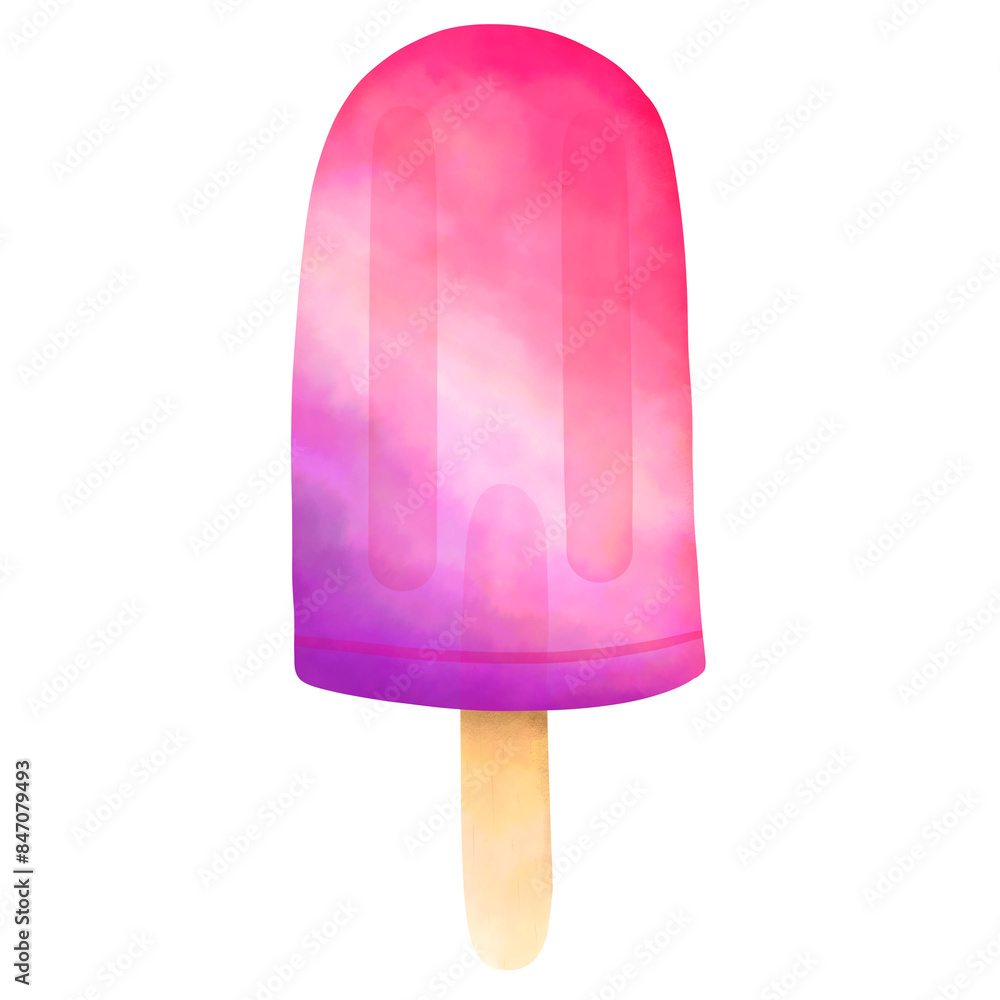 hand drawn watercolor illustration, red and purple popsicle transparent background . hand drawn watercolor illustration, red and purple popsicle transparent background .
