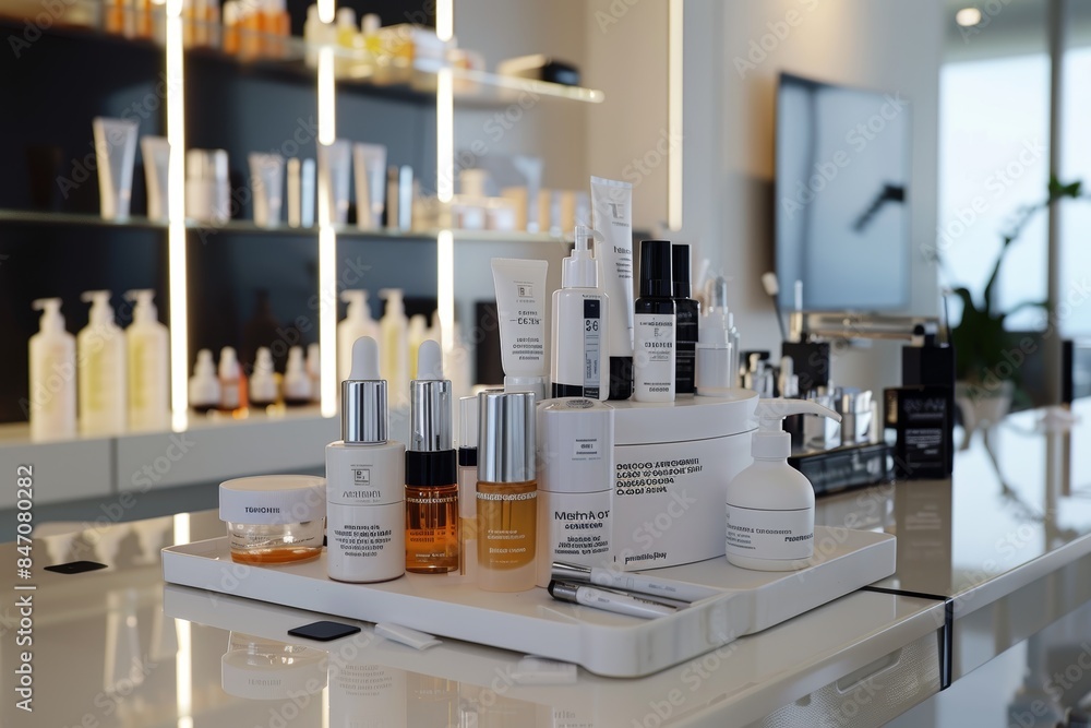 Biorevitalization Tools and Serums on Sleek, White Counter in High-End Cosmetic Clinic Setting Biorevitalization Tools and Serums on Sleek, White Counter in High-End Cosmetic Clinic Setting