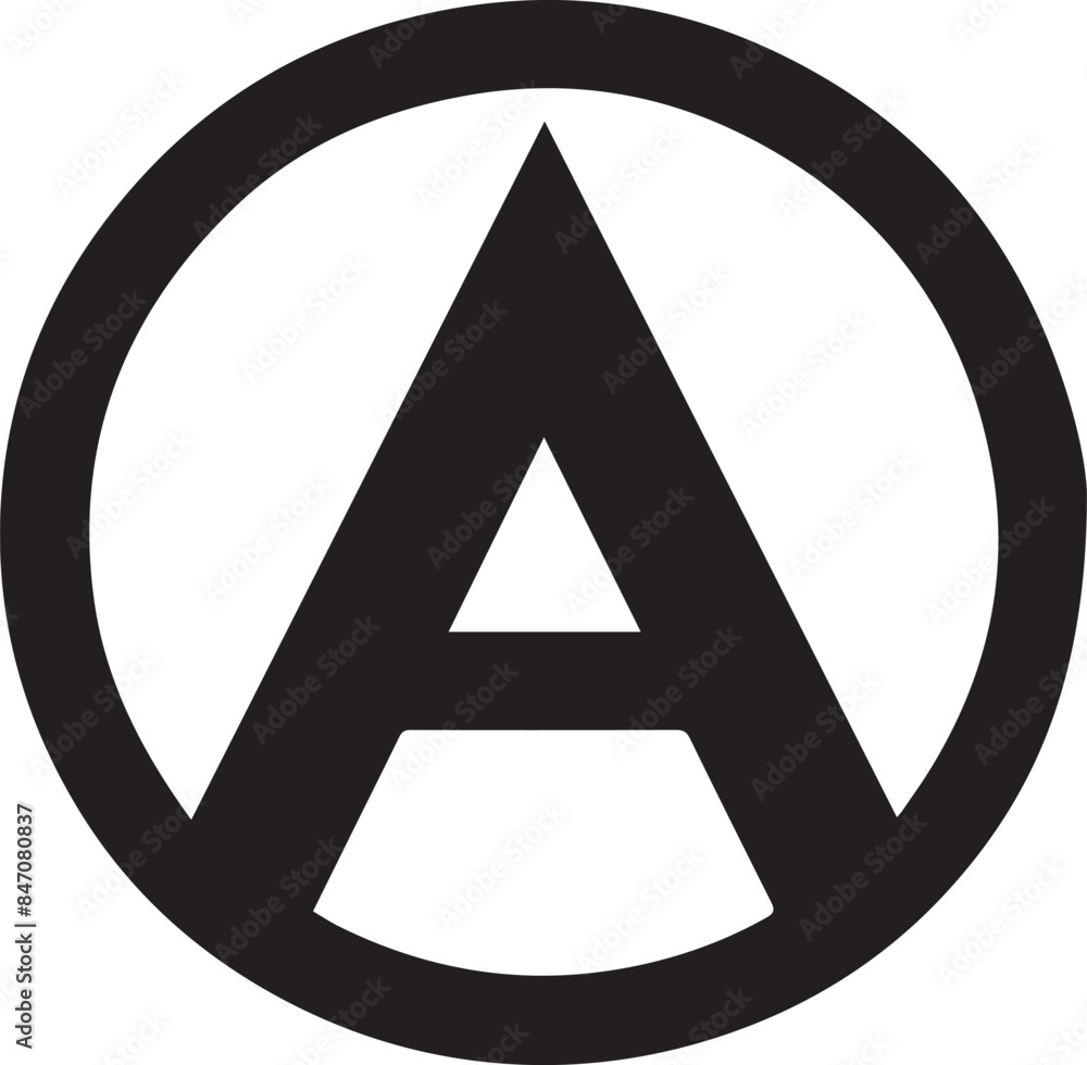 Round letter A Logo design black Round letter A Logo design black