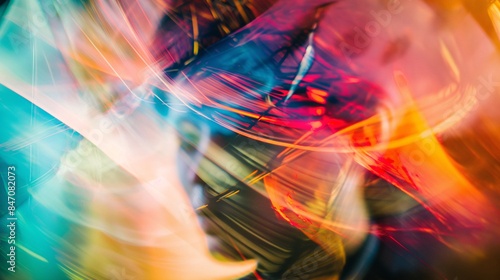 Vibrant abstract light painting with swirling colors blending seamlessly for a dynamic and artistic visual experience. photo