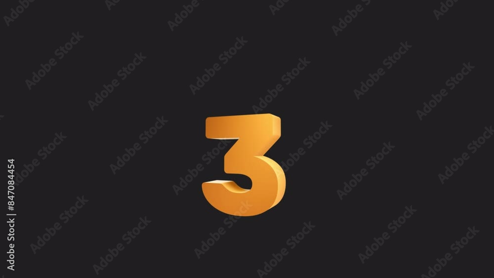3D Animation Reveal of Number Three. Number 3 with alpha channel. 3D Animation Reveal of Number Three. Number 3 with alpha channel.