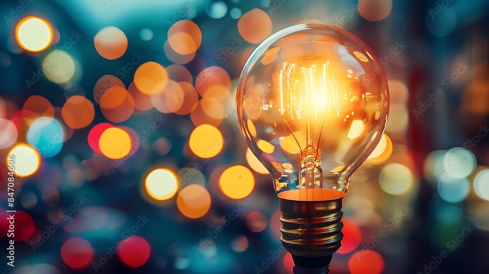 A glowing light bulb against a bokeh background, symbolizing inspiration, innovation, and new ideas. A glowing light bulb against a bokeh background, symbolizing inspiration, innovation, and new ideas.