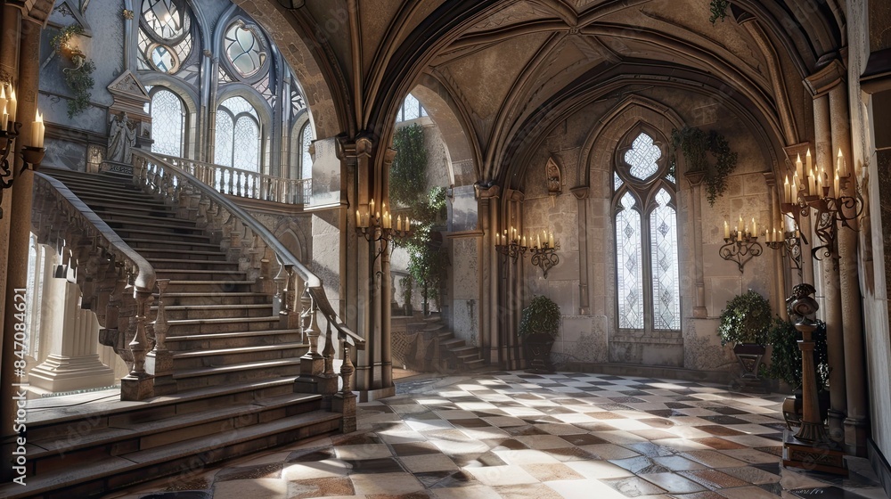 Medieval Journey Interior. AI generated art illustration. Medieval Journey Interior. AI generated art illustration.