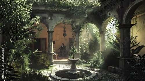 Mystical Mountain Monasteries. AI generated art illustration.