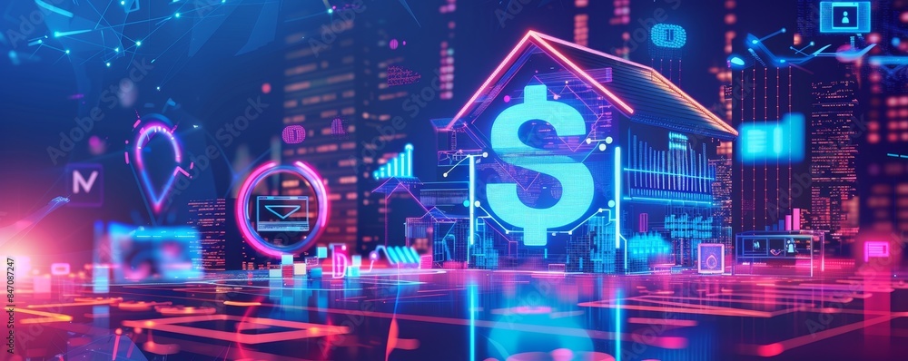 Bank tech efficiency for business leaders, icon for mortgage rates, banking efficiency, sweeping wide-angle. Bank tech efficiency for business leaders, icon for mortgage rates, banking efficiency, sweeping wide-angle.