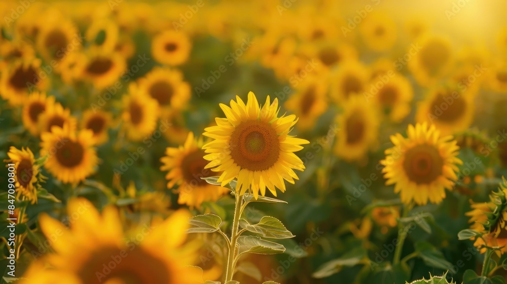 Vibrant fields of sunflowers with stunning yellow blooms Vibrant fields of sunflowers with stunning yellow blooms