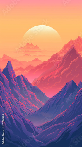 sunset over mountains