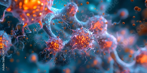 Enhanced 3D Visualization of Immunotherapy and Cellular Respiration Processes in a Medical Context. Concept Enhanced 3D Visualization, Immunotherapy, Cellular Respiration, Medical Context © Ян Заболотний
