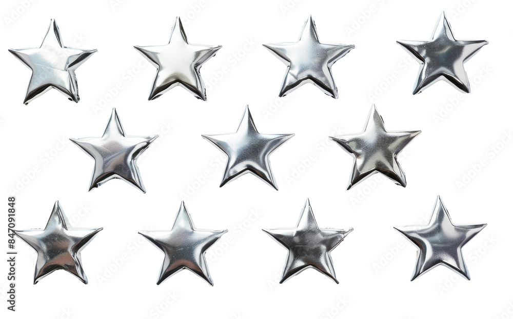 Obraz premium Silver 3D stars. Transparent background