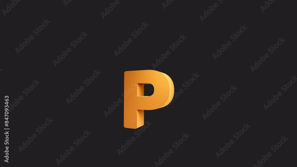 Animated 3D letter P. Alphabet letter video on transparent background with alpha channel. Animated 3D letter P. Alphabet letter video on transparent background with alpha channel.